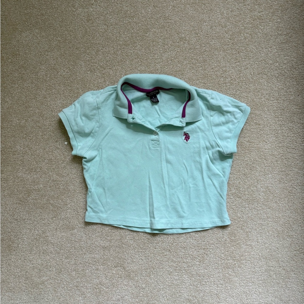 Cropped Polo by Ralph Lauren Mint Green Polo Shirt